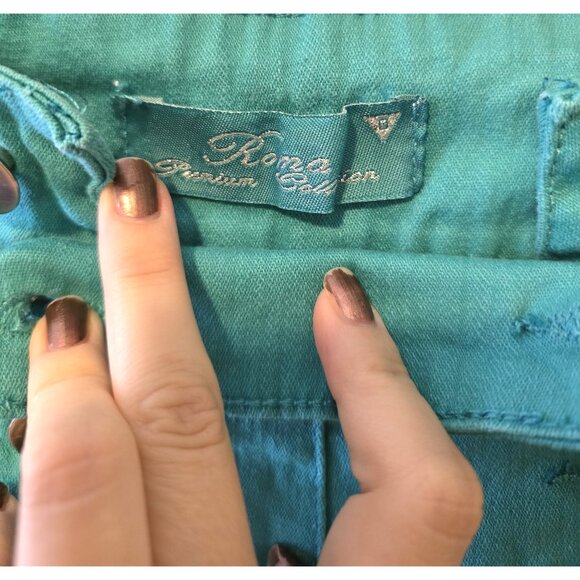 Vintage Y2K Blue High Waisted Shorts Hot Pants Button Up Turquoise Teal Retro 0 - Picture 7 of 8